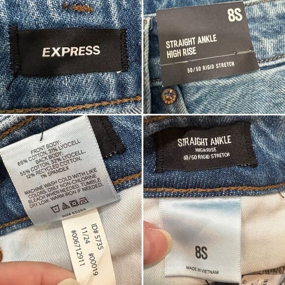 NWT Express Straight Ankle High Rise Jeans Size 8S (Short) - Picture 8 of 12